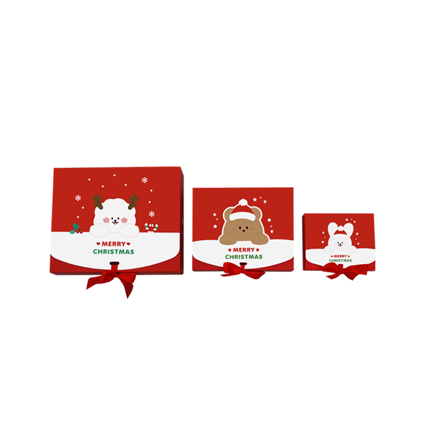 도나와친구들 크리스마스 직사각 선물 포장 상자5개+리본5개 16.5x13.5 순면이