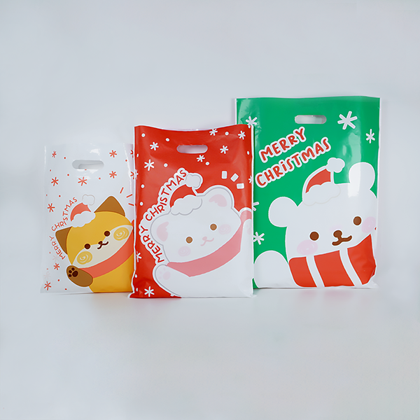 크리스마스 비닐쇼핑백 동물친구들 곰돌이토끼 20매