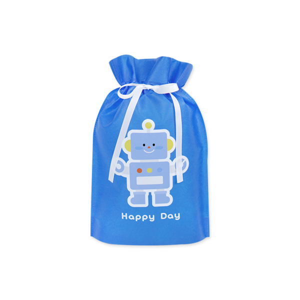 행복한 날 파랑 선물 포장 부직포백 22x32 2호 002 happy day 로봇