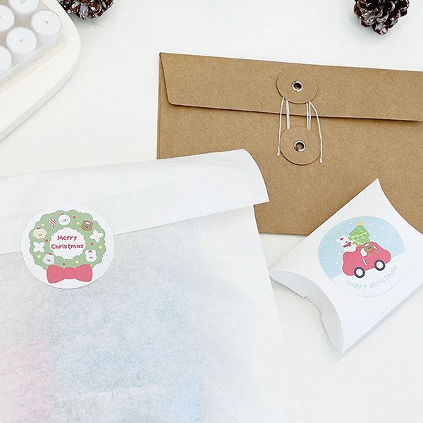 도나와친구들의 행복한겨울 6종  선물포장 원형 스티커