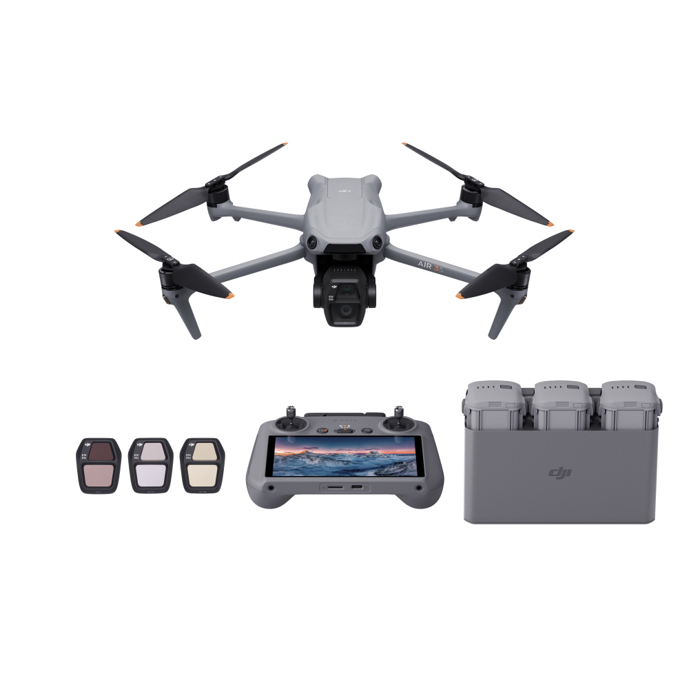 DJI 매빅 에어3S Air 3S 플라이 모어 콤보 RC2 | 1인치 듀얼카메라 드론 배터리3개