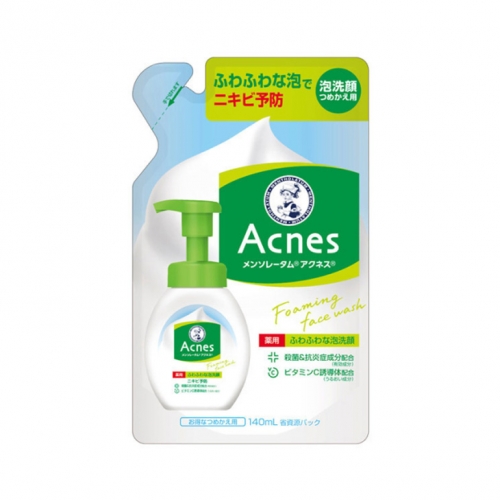 [Mentholatum 멘소래담] 아크네스 푹신푹신 거품 세안 리필용 140 ml (メンソレータム アクネス ニキビ予防薬用ふわふわ泡洗顔替)