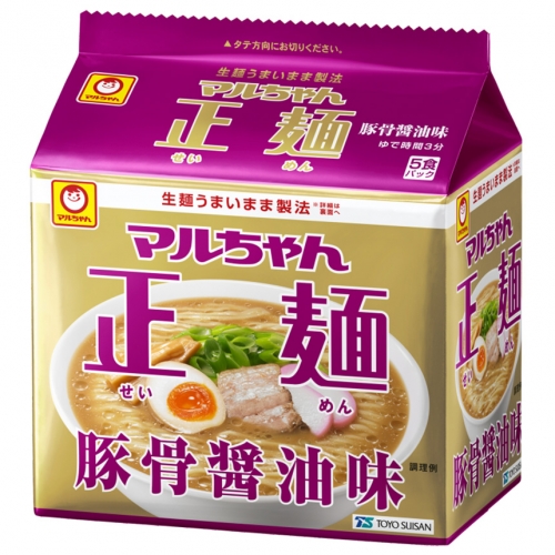 마루짱 세이멘 간장맛  (505g)×5개 (東洋水産 マルちゃん正麺 豚骨醤油味 5食パック (505g)×5個 インスタント袋麺)