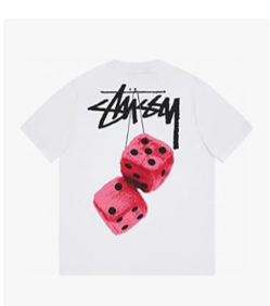 GNREJGF Men's Stussy T-shirt, Dice Print T-Shirt, Unisex, Pure Cotton Crew Neck, Short Sleeve, Breathable, Top TEE