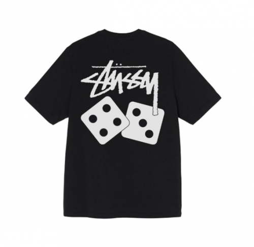 GNREJGF Men's Stussy T-shirt, Dice Print T-Shirt, Unisex, Pure Cotton Crew Neck, Short Sleeve, Breathable, Top TEE