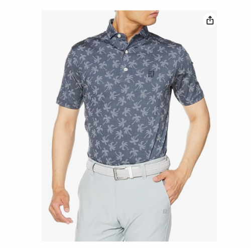 풋조이 남성 골프 셔츠 모던 클래식 야자수 자카드 반팔 셔츠 ( FootJoy Men's Golf Shirt, Modern Classic Palm Tree Jacquard Short Sleeve Shirt )