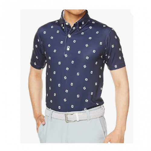 풋조이 남성 골프 셔츠 모던 클래식 로고 프린트 반팔 버튼 다운 셔츠 ( FootJoy Men's Golf Shirt, Modern Classic Logo Print, Short Sleeve, Button Down Shirt )