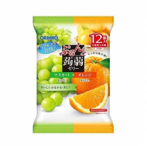 오리히로 곤약 젤리 머스캣 오렌지 20g x 12개입 ( オリヒロ ぷるんと蒟ゼリー マスカット オレンジ 20g x 12個入