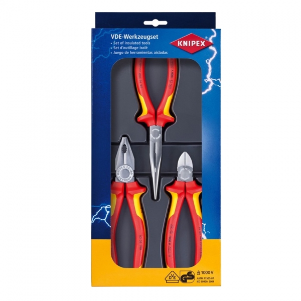 KNIPEX 3종 절연 플라이어 세트 니퍼,펜치,롱노즈 - 00-20-12