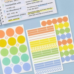 테이블토크 투명 스티커 세트_원형 하이라이트 트윈링 도넛 라인 다꾸