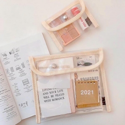 투명 똑딱이 필통 휴대용 화장품 여행 파우치