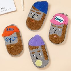 캔버스 필통 부클 자수 펜 파우치