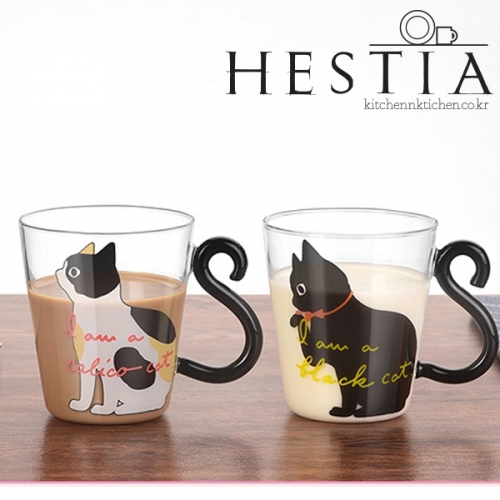 헤스티아 머그컵 , 유리머그컵, 고양이머그컵