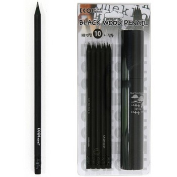 흑목 지우개연필 종이원통세트(HB/10본입/에코아이)