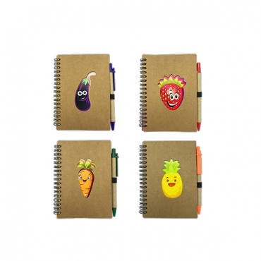 과일채소 유선 스프링수첩 볼펜 세트 중형(SNP002) 2개세트