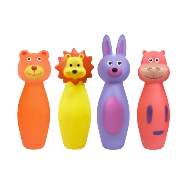 동물 볼링핀 라텍스 삑삑이 4개세트(DTL002)