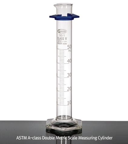 [Glassco] ASTM A-class Double Metric Scale Measuring Cylinder, A급2열 눈금 메스실린더