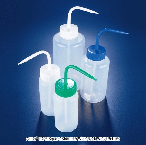 [Azlon] LDPE Square Shoulder Wide Neck Wash Bottles, 광구세척병