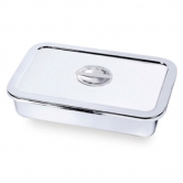 S/T 평개부밧드 Instrument Tray with recessed handle lid, Stainless Steel