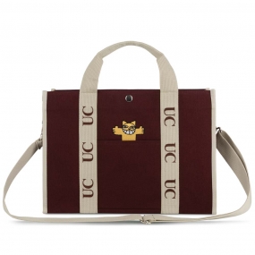 울산과학대학교 자수 와인컬러 에코백/숄더백 (size: 38*27*13*13cm)