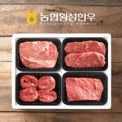[작심밀도]NH횡성한우 냉장 실속구이정육1호 (등심/채끝/불고기/국거리) / 1.2kg