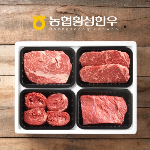[냉장/1+][농협횡성한우]한정판 실속구이정육1호 (등심/채끝/불고기/국거리) / 1.2kg