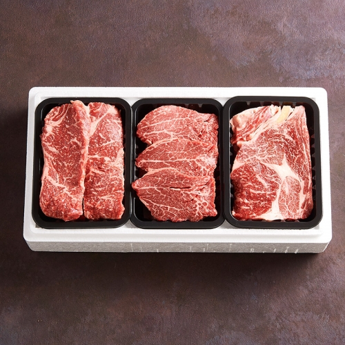 [작심밀도]NH영주한우 냉장 가족 로스구이세트1호 (등심.안심.채끝) / 0.9kg