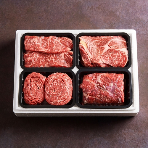 [작심밀도]NH영주한우 냉장 가족 1+ 구이혼합세트2호 (등심.채끝.불고기.국거리(양지)) / 1.2kg