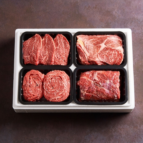 [작심밀도]NH영주한우 냉장 가족 1+ 구이혼합세트1호 (등심.안심.불고기.국거리(양지)) / 1.2kg