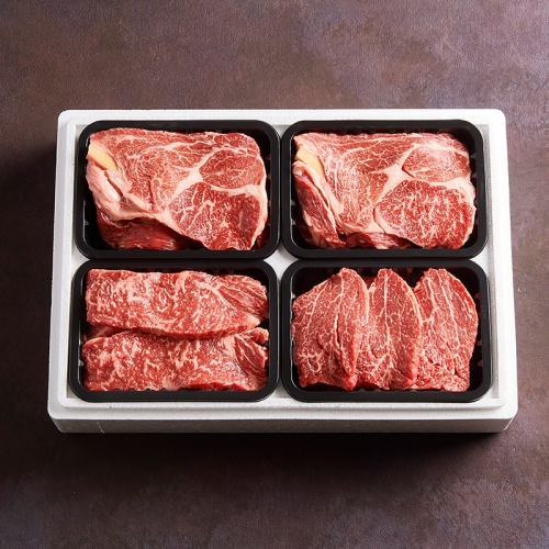 [작심밀도]NH영주한우 냉장 가족 1+ 로스구이세트2호 (등심x2.안심.채끝) / 1.2kg