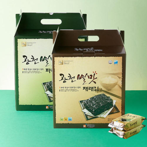 [작심밀도]산지직송 별맛 광천재래김(식탁용김 12봉) + 광천파래김(식탁용김 12봉) / 총24봉