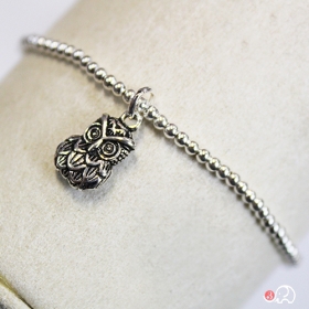 92.5 실버 부엉이메달 팔찌 2mm