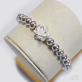 92.5% 실버 연꽃주불 팔찌 6mm