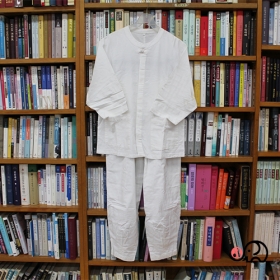 (한정상품) 7부 남성용 면법복세트 - 흰색(오픈형)