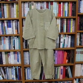 (한정상품) 7부 남성용 면법복세트 - 카키색