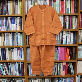 (한정상품) 7부 남성용 면법복세트 - 황토색(오픈형)