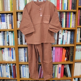 (한정상품) 7부 남성용 면법복세트(상하) - 진황토색