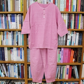 (한정상품) 7부 남성용 면법복세트 - 분홍색