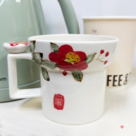 동백꽃 머그(수제작)