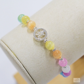 92.5 실버 옴주불 컬러 캣츠아이 팔찌 6mm