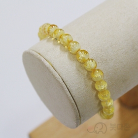 천연호박 연꽃조각 팔찌 6mm