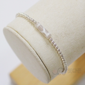 92.5 순은 티벳천주 주불 팔찌 2mm - 1 (여성용/백색)