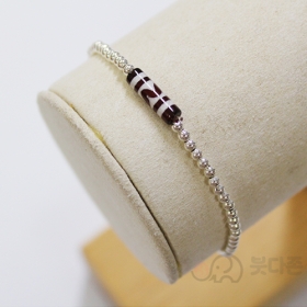 92.5 순은 티벳천주 주불 팔찌 2mm - 2 (여성용/적색)