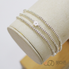 92.5 실버 연꽃주불 세줄 팔찌 2mm