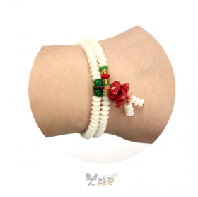 산호 연꽃메달 두줄108합장주 - w화이트