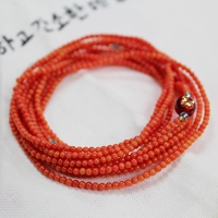 원석 천주 팔찌 (주황/산호) 2mm