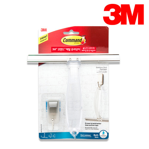 3M BAHT32-SS-ES  코맨드 메탈 유리닦이 걸이 후크 스퀴즈 창문 청소 욕실용품