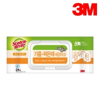 3M 스카치브라이트 더블액션 기름 찌든때 세정 티슈 24매 16cmX20cm 가스렌지 주방 청소 일회용