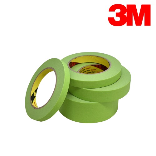 3M N233+ 마스킹 테이프 12mm 연두 내열 종이 테이프 수용성 차량 차량용 도장 페인팅