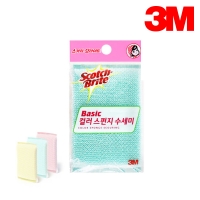 3M 스카치브라이트 베이직 컬러 스펀지 수세미 3입 주방 설거지 청소